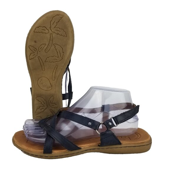 ✅B.O.C Born Concept Black Faux Leather Thong Strappy Slingback Sandals Womens 8M - Picture 2 of 11